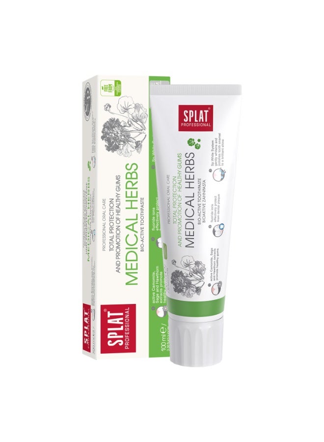 سبلات بروفيشنال ميديكال هيربس | جل معجون أسنان طبيعي | خبير العناية باللثة الحساسة ونفس منعش | البابونج وزيوت عطرية | عناية باللثة | يحتوي على الفلورايد | نباتي | 100 مل - Image 1